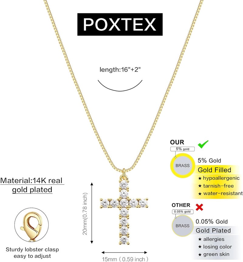 Poxtex Infinity Cross Necklace for Women, Unique Trendy Fahion Cross Jewelry Gifts, Non Tarnish & Waterproof Dainty Simple Gold Cross Pendant, Christian Religious Easter Faith Accessories Jewelry Gifts - Image 3